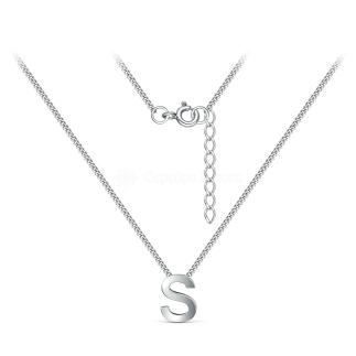 Колье из серебра родированное - Буква «S»