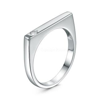 Кольцо из серебра с и фианитом родированное