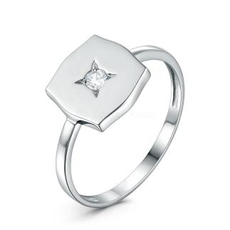 Кольцо из серебра с фианитом родированное