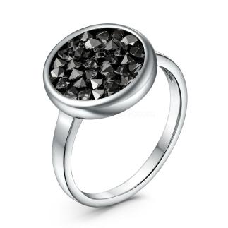 Кольцо из серебра с кристаллом Премиум Австрия Серебристый металик родированное