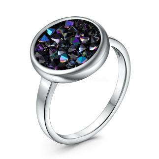 Кольцо из серебра с кристаллом Премиум Австрия Радуга родированное