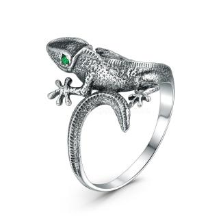 Кольцо из чернёного серебра с фианитами