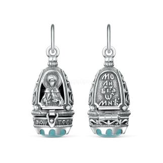 Ладанка из чернёного серебра с фианитом - Матрона Московская, 