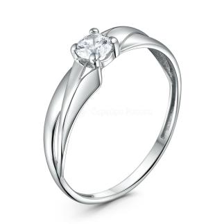 Кольцо из серебра с фианитом родированное