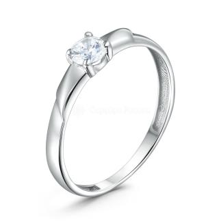 Кольцо из серебра с фианитом родированное