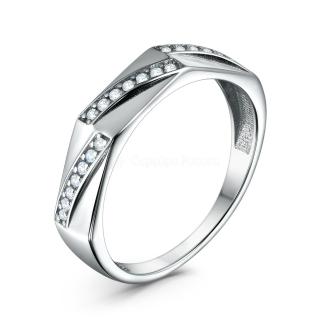 Кольцо из серебра с фианитами родированное