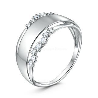 Кольцо из серебра с фианитами родированное