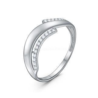 Кольцо из серебра с фианитами родированное