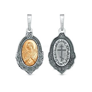 Подвеска из чернёного серебра с золочением - Семистрельная Божья Матерь