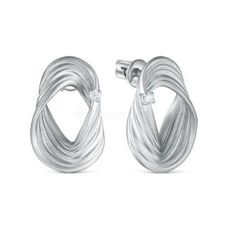 Серьги-пусеты из серебра с фианитами родированные