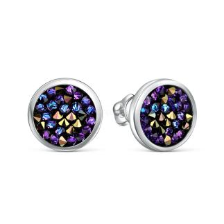 Серьги-пусеты из серебра с кристаллом Премиум Австрия фиолетовый переливающийся родированные