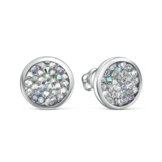 Серьги-пусеты из серебра с кристаллом Премиум Австрия Радуга родированные