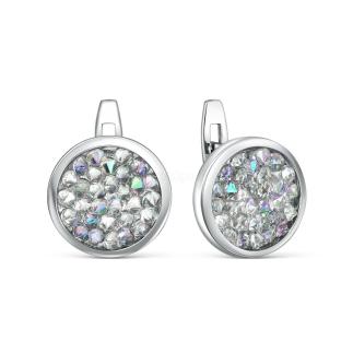 Серьги из серебра с кристаллом Премиум Австрия Радуга родированные