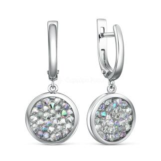 Серьги из серебра с кристаллами Премиум Австрия Радуга родированные