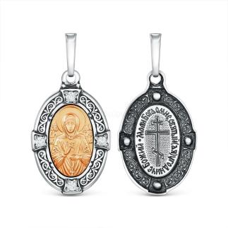 Подвеска из чернёного серебра с золочением и фианитами - Святая блаженная Матрона, Молитва святому