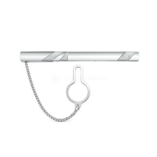 Зажим для галстука из серебра с фианитом родированный
