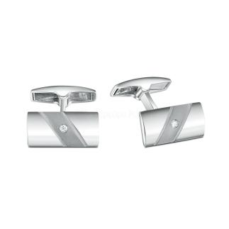 Запонки из серебра родированные с фианитами