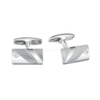 Запонки из серебра родированные с фианитами