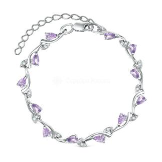 Браслет из серебра с аметистом родированный