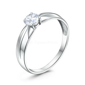 Кольцо из серебра с фианитом родированное