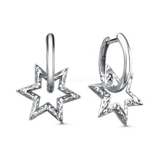 Серьги из серебра родированные - Звёзды (трансформеры, 2 в 1)