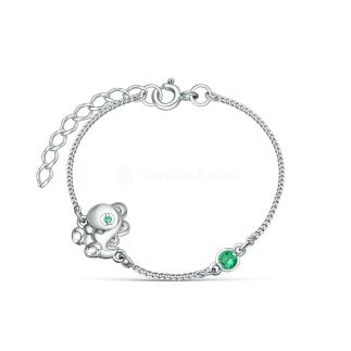 Браслет детский из серебра с фианитами родированный - Динозавр