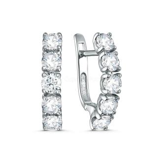 Серьги из серебра с фианитами родированные