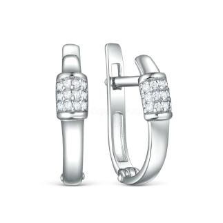 Серьги из серебра с фианитами родированные