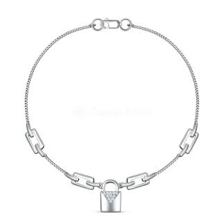 Браслет из серебра с фианитами родированный - Замок