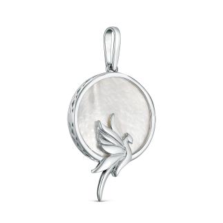 Подвеска из серебра с перламутром родированная