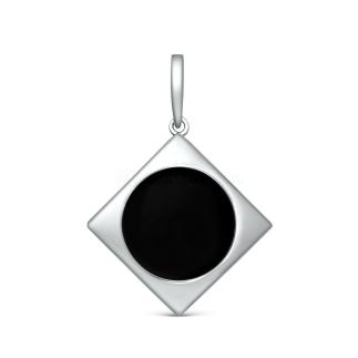 Подвеска из серебра с чёрным агатом родированная