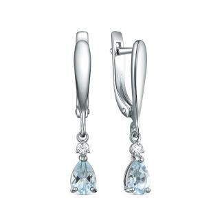 Серьги из серебра с топазами SKY и фианитами родированные