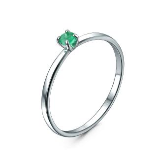 Кольцо из серебра с изумрудом родированное