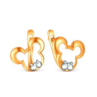 Серьги детские из золочёного серебра с родированием - Мышки