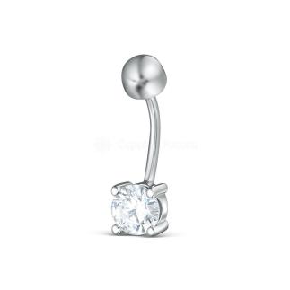 Пирсинг из серебра с фианитом родированный