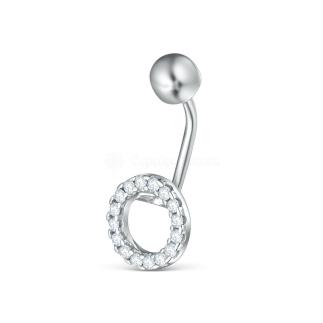 Пирсинг из серебра с фианитами родированный