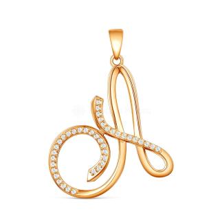 Подвеска из золочёного серебра с фианитами - Буква 