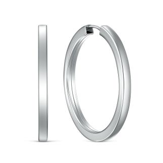 Серьги-конго из серебра родированные - диаметр 3 см