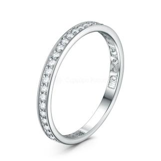 Кольцо из серебра с фианитами родированное - 