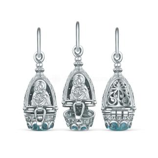 Ладанка из серебра с плавленым голубым кварцем родированная