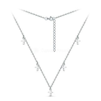 Колье из серебра родированное - Кресты