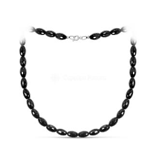 Колье из серебра с чёрным агатом родированное