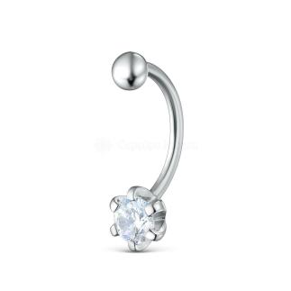 Пирсинг из серебра с фианитом родированный