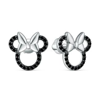 Серьги-пусеты из серебра с натуральной шпинелью родированные - Мышки с бантиками