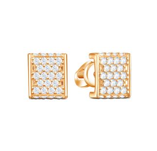 Серьги-пусеты из золочёного серебра с фианитами