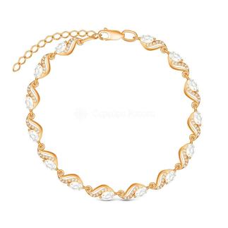 Браслет из золочёного серебра с горным хрусталём и фианитами