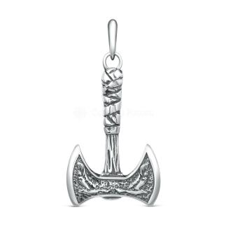 Подвеска топор из чернёного серебра