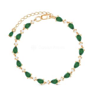 Браслет из золочёного серебра с натуральным агатом и фианитами - удлинитель 5 см 