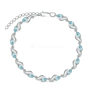 Браслет с фианитами из родированного серебра