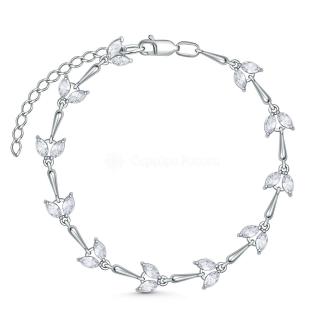 Браслет из серебра с фианитами родированный